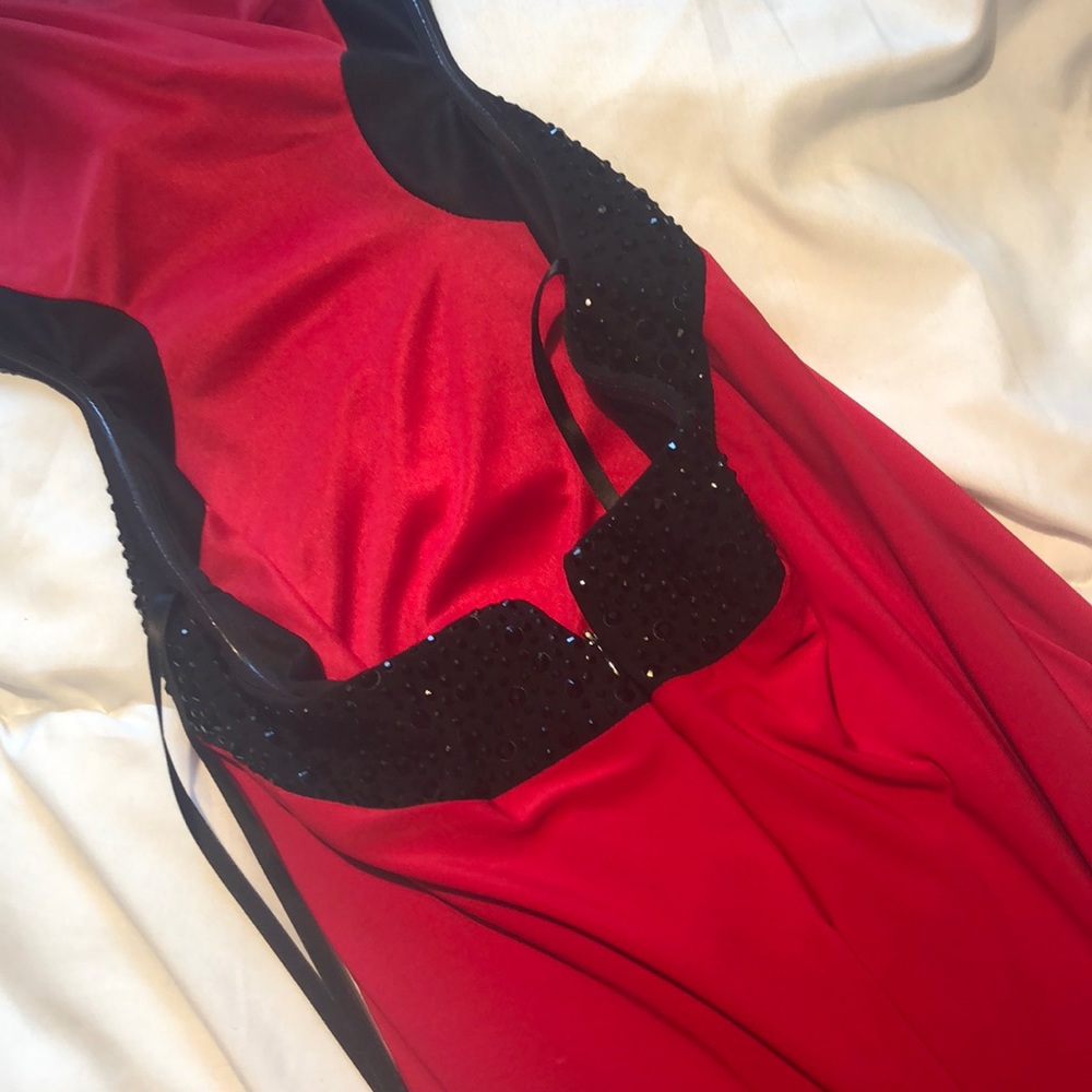 Gown Red & Black rhinestone evening formal dress - Picture 5 of 14